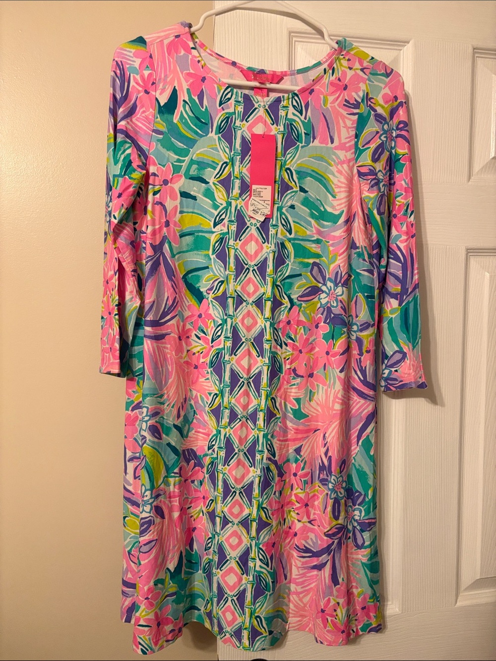 Lilly Pulitzer Pink Teal Floral Midi Dress